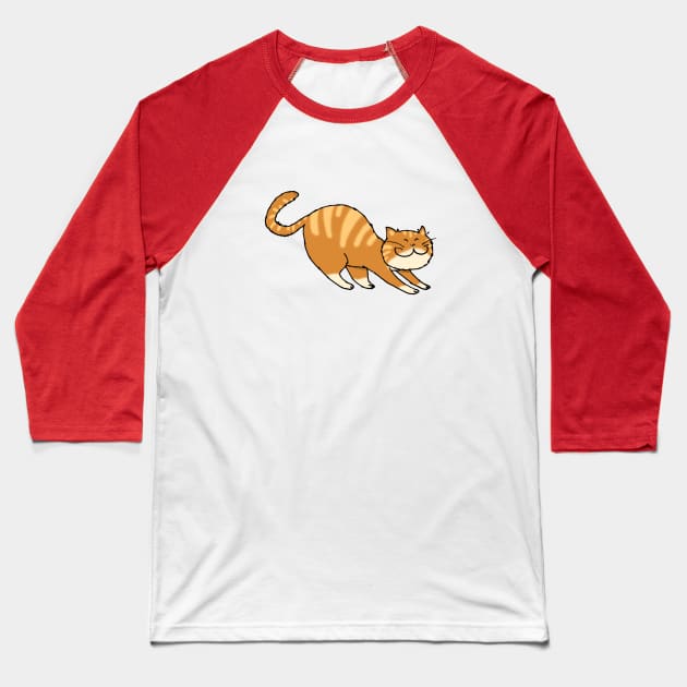 stretching ginger cat Baseball T-Shirt by cartoonygifts